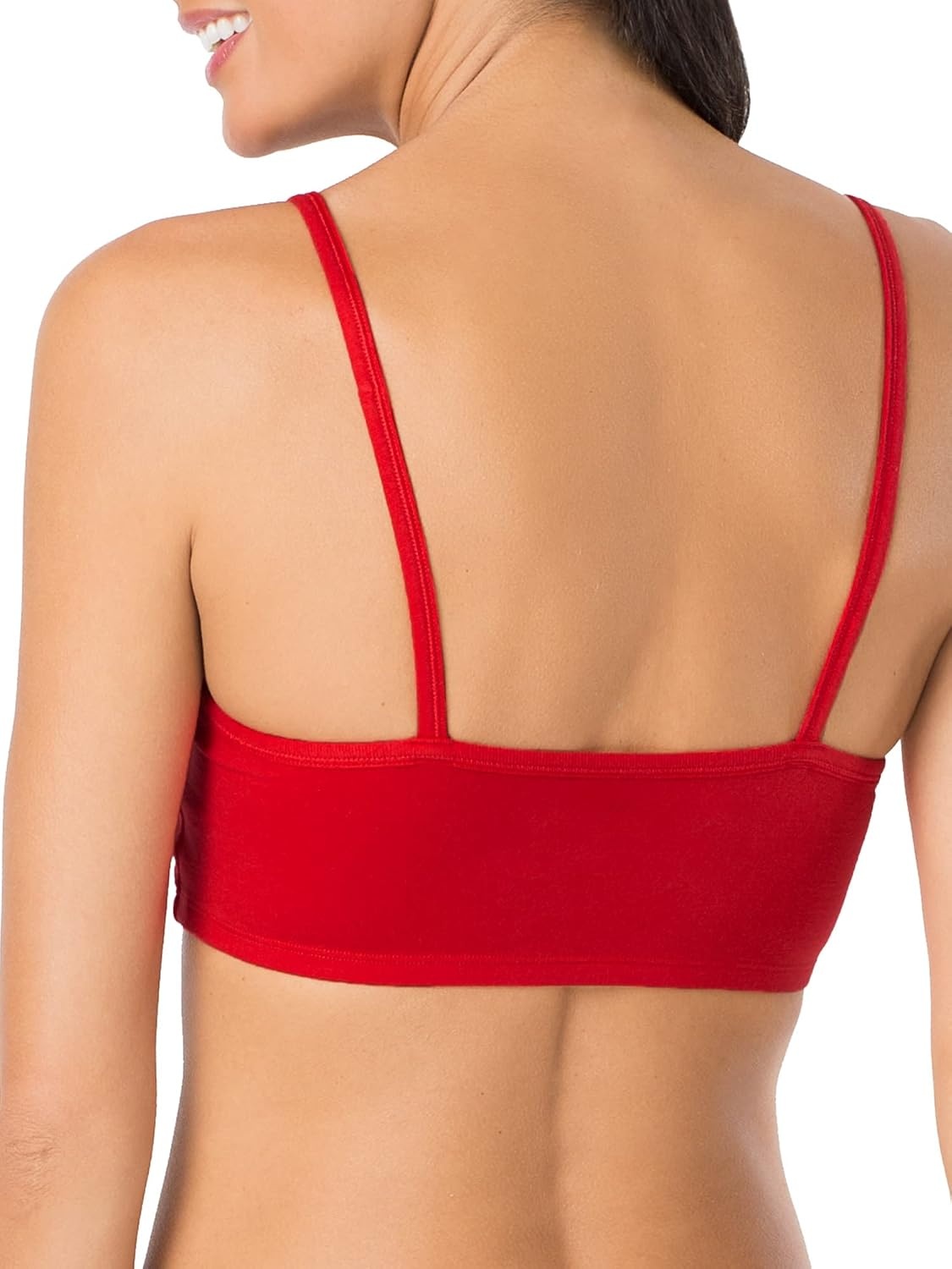image:imageFruit of the Loom Womens Spaghetti Strap Cotton Sports Bra AllDay Comfort amp Easy MovementRed HotWhiteGrey Heather