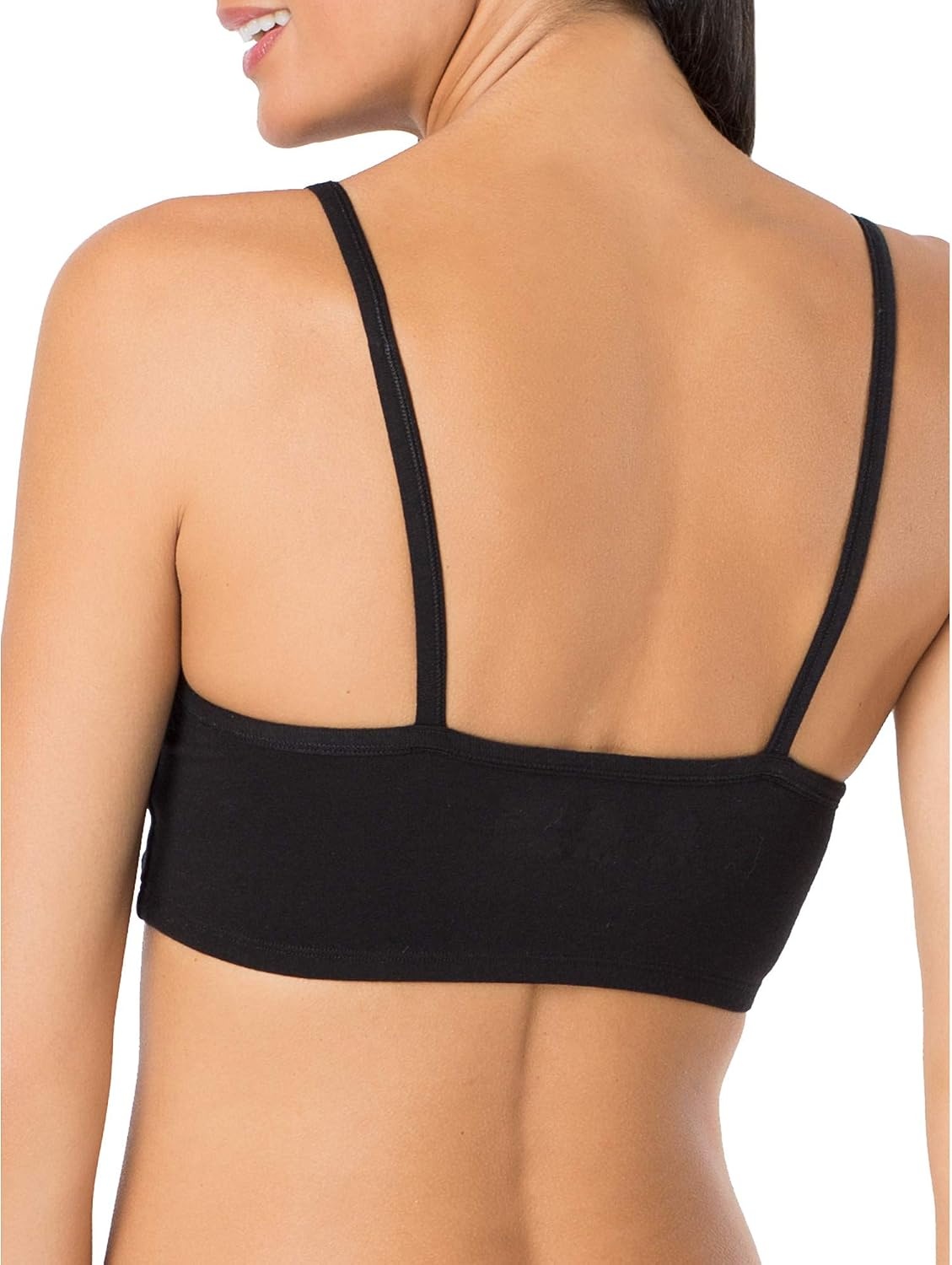 image:imageFruit of the Loom Womens Spaghetti Strap Cotton Sports Bra AllDay Comfort amp Easy MovementSkinny StripeBlack HueRed Hot