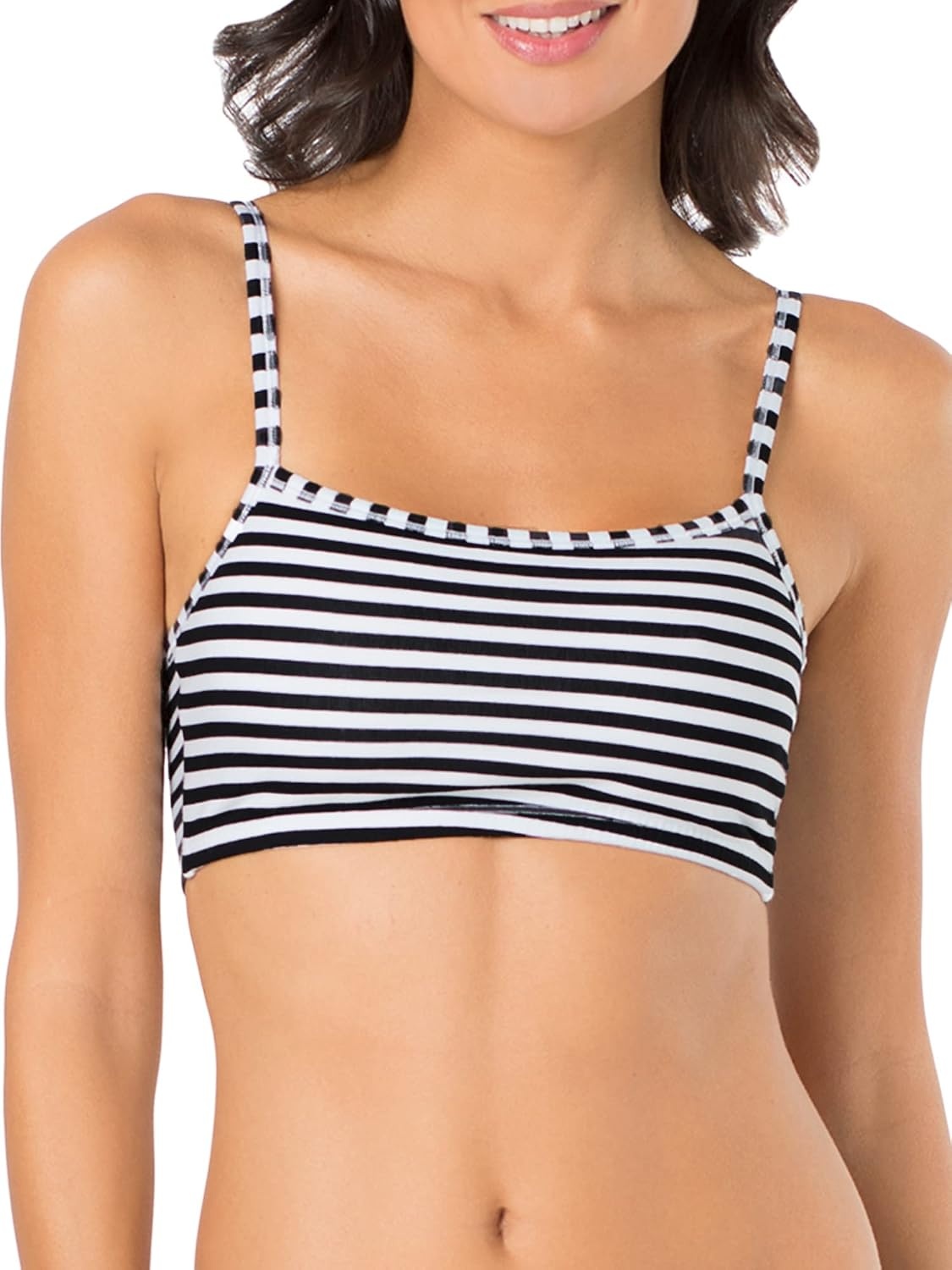 image:imageFruit of the Loom Womens Spaghetti Strap Cotton Sports Bra AllDay Comfort amp Easy MovementSkinny StripeBlack HueRed Hot