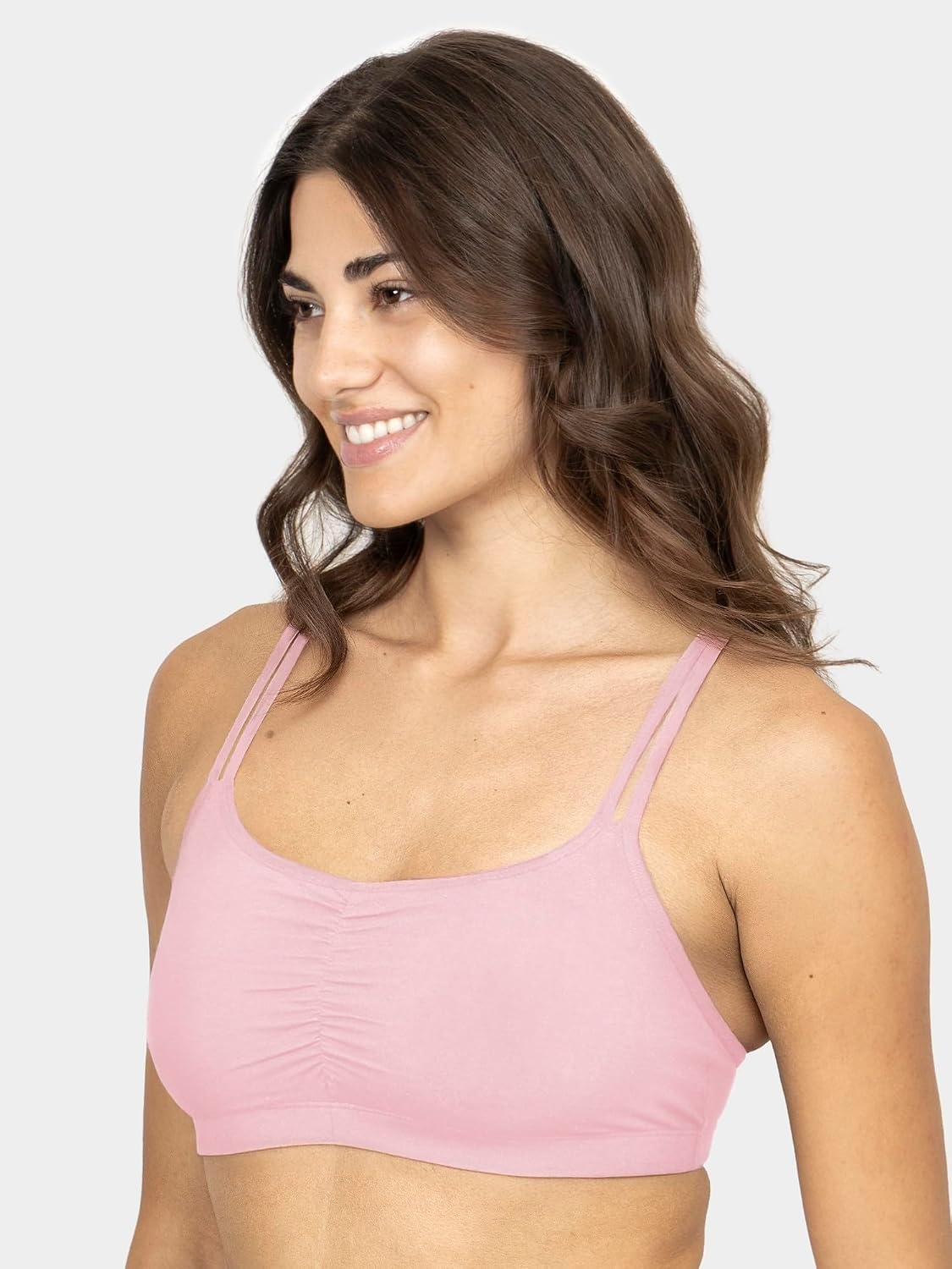 image:imageFruit of the Loom Womens Spaghetti Strap Cotton Sports Bra AllDay Comfort amp Easy MovementStripeStripeWhiteWhiteBlushBlush