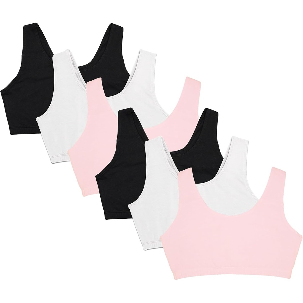 image:imageFruit of the Loom Womens Built Up Tank Style Sports Bra Value PackBlushing RoseBlack HueWhite