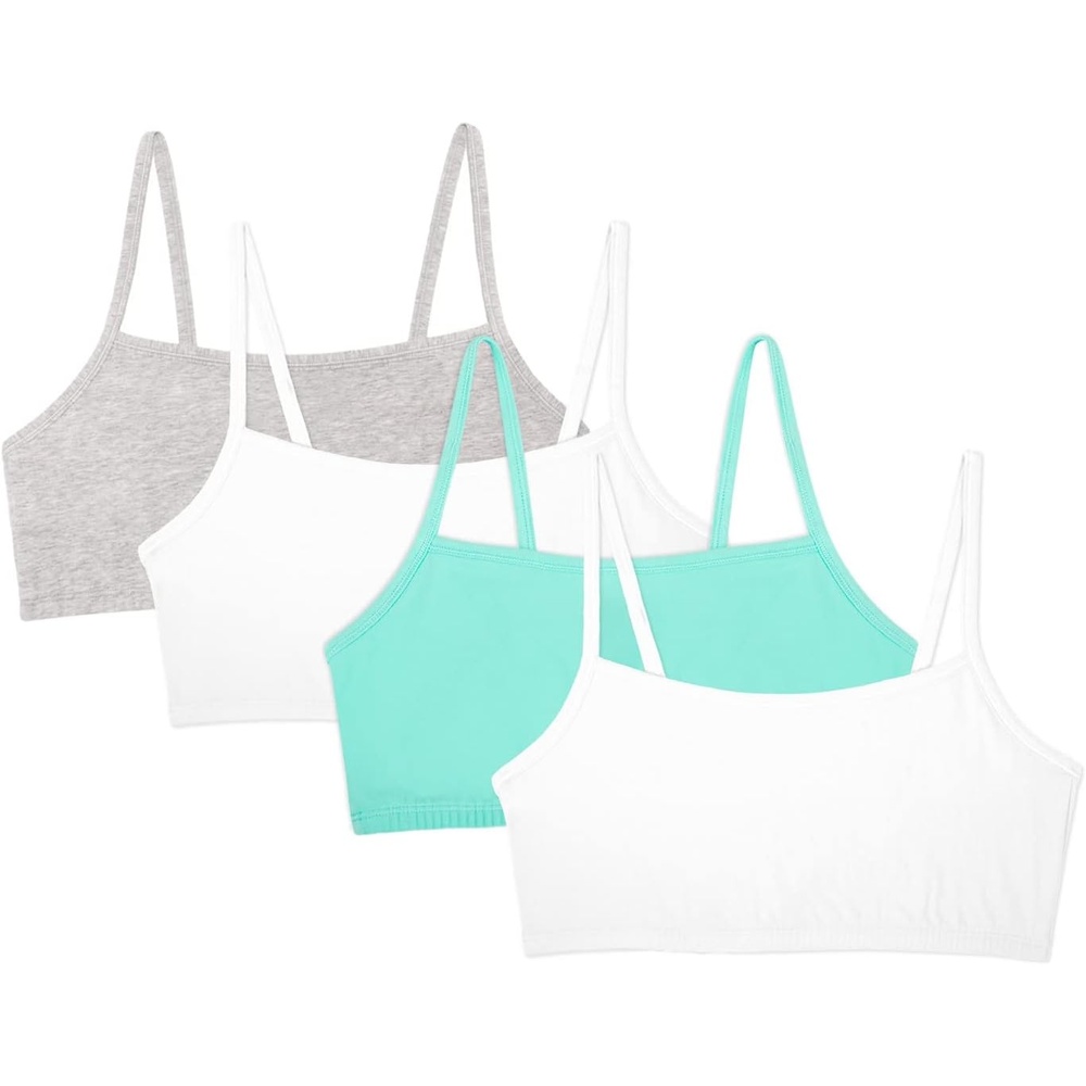 image:imageFruit of the Loom Womens Spaghetti Strap Cotton Sports Bra AllDay Comfort amp Easy MovementMint ChipWhiteGrey HeatherWhite