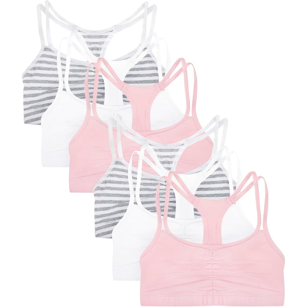 image:imageFruit of the Loom Womens Spaghetti Strap Cotton Sports Bra AllDay Comfort amp Easy MovementStripeStripeWhiteWhiteBlushBlush