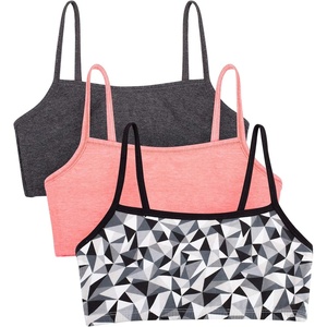 Fruit of the Loom Women’s Spaghetti Strap Cotton Sports Bra – All-Day Comfort & Easy Movement(Kaleidescope/Charcoal/Punchy Peach)