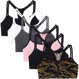 Fruit of the Loom Women’s Spaghetti Strap Cotton Sports Bra – All-Day Comfort & Easy Movement(Petite Modern Camo/White/Black Hue/Blushing Rose With Black/Charcoal/Black Hue)