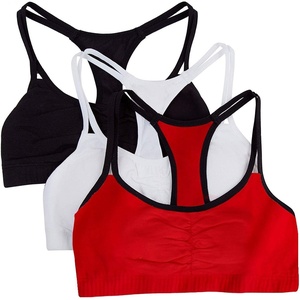 Fruit of the Loom Women’s Spaghetti Strap Cotton Sports Bra – All-Day Comfort & Easy Movement(Red Hot With Black/White/Black Hue)
