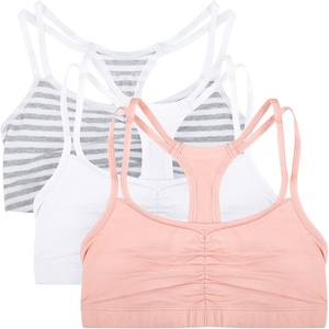 Fruit of the Loom Women’s Spaghetti Strap Cotton Sports Bra – All-Day Comfort & Easy Movement(Skinny Stripe/White/Blushing Rose)