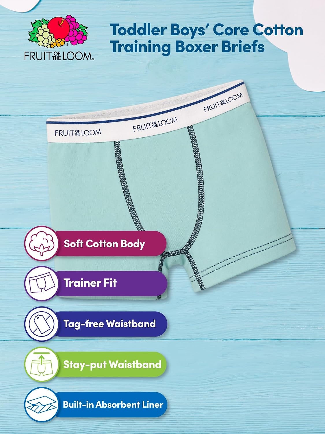 image:imageFruit of the Loom Boys 8pack Cotton Training Underwear Absorbent Potty Training BriefsBoxer Brief 8 Pack