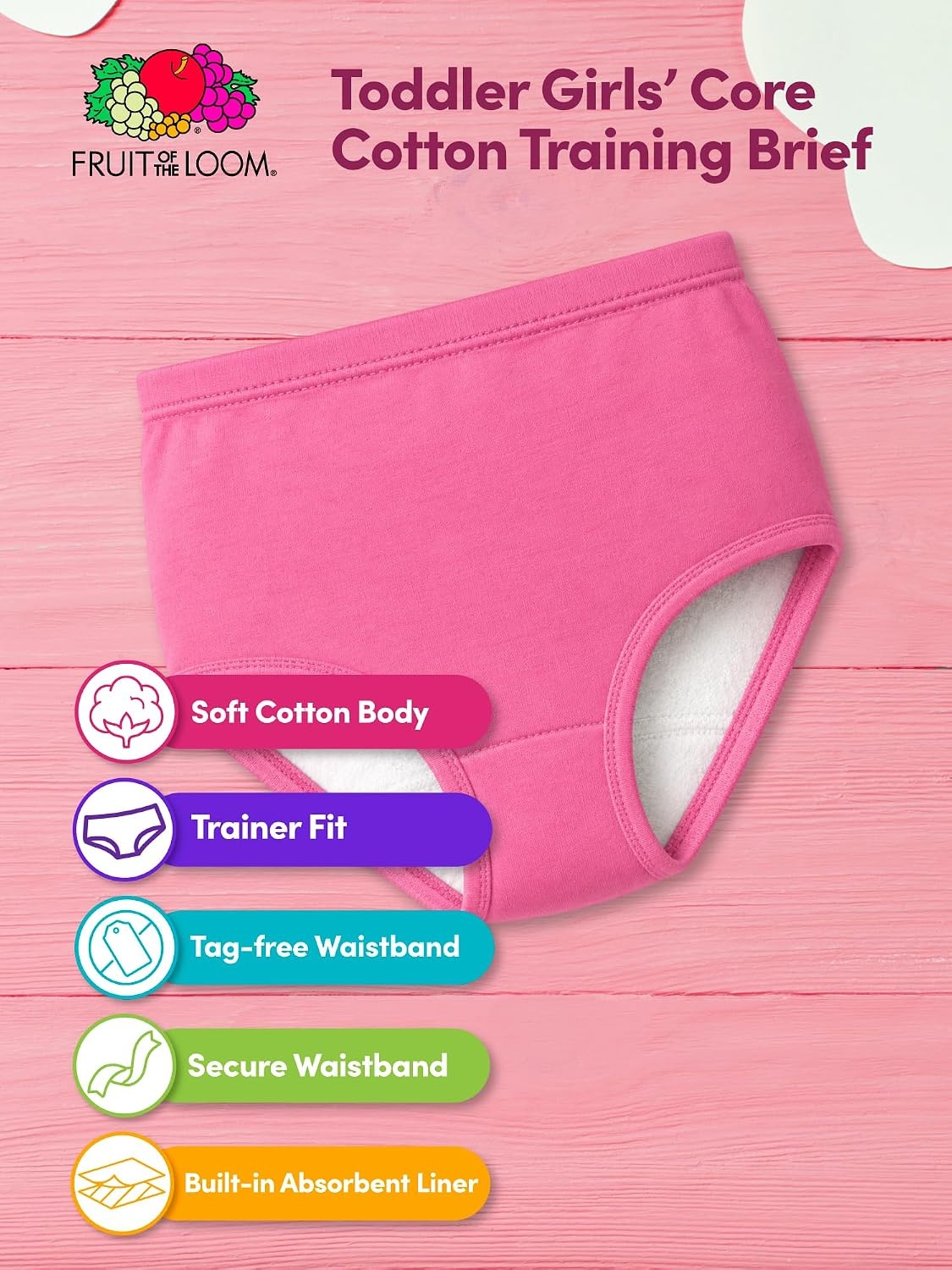 image:imageFruit of the Loom Girls Cotton Training Briefs Absorbent Potty Training Underwear 8pack8 Packassorted