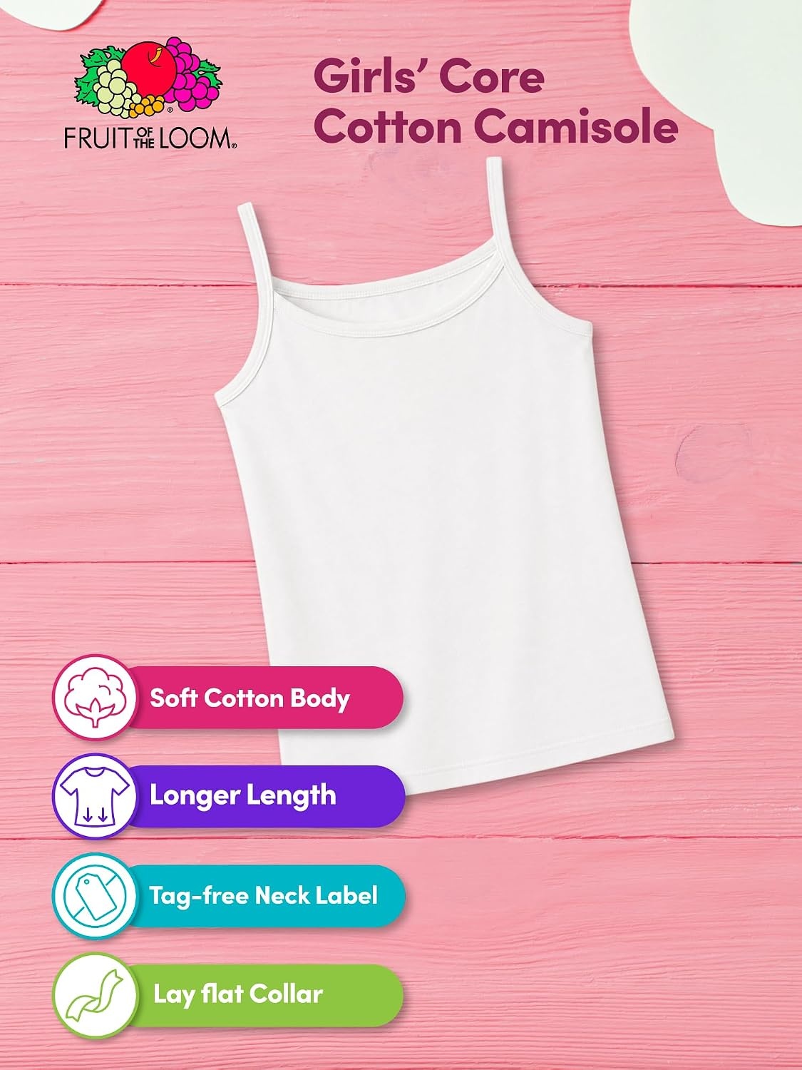 image:imageFruit of the Loom Girls Undershirts Camis amp Tanks8 Packassortedcami