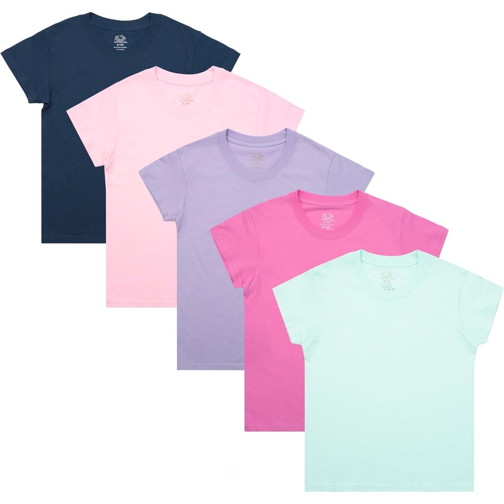 image:imageFruit of the Loom Girls and Toddler Short Sleeve Crewneck Cotton Undershirt5 Packassorted