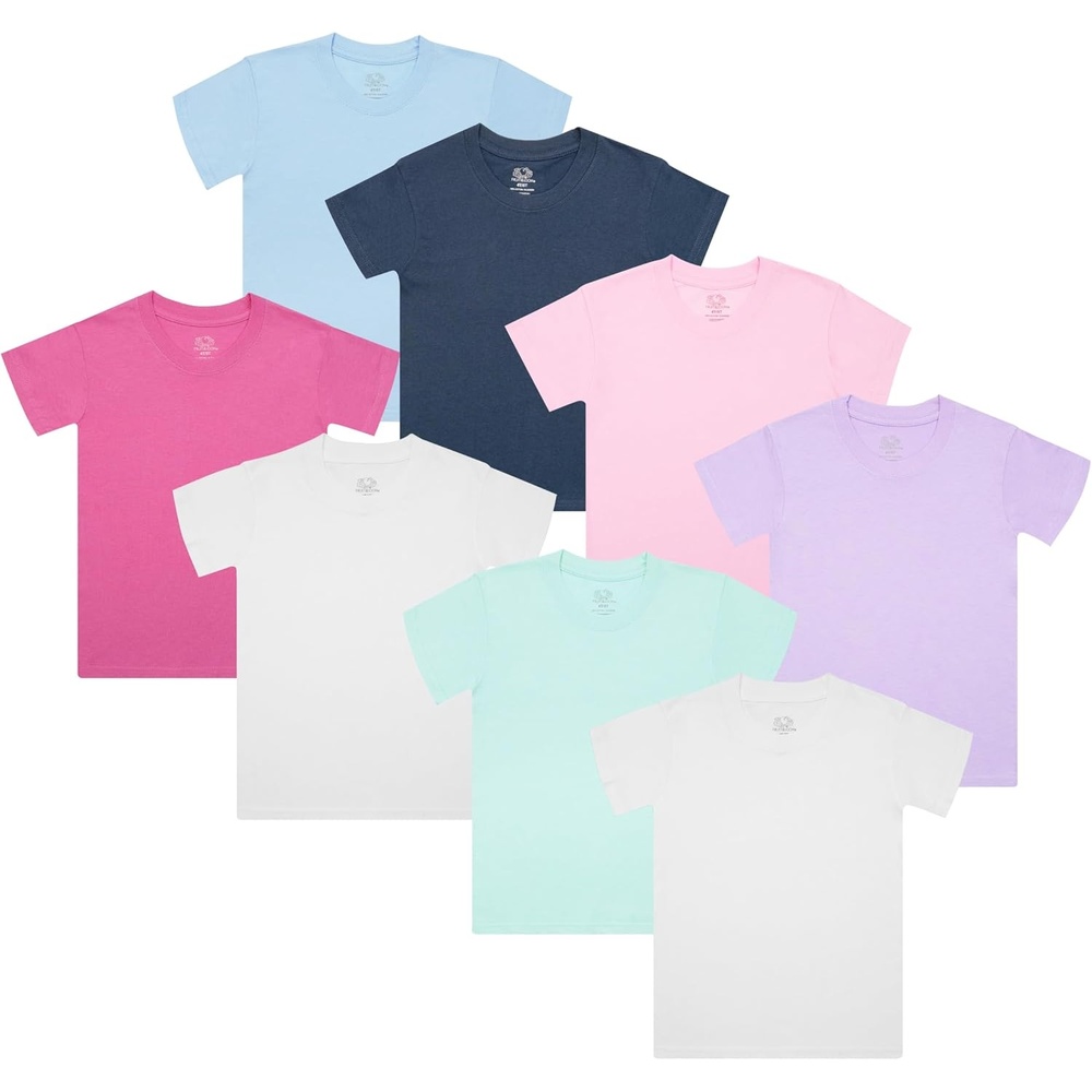 image:imageFruit of the Loom Girls and Toddler Short Sleeve Crewneck Cotton Undershirt8 Packassorted