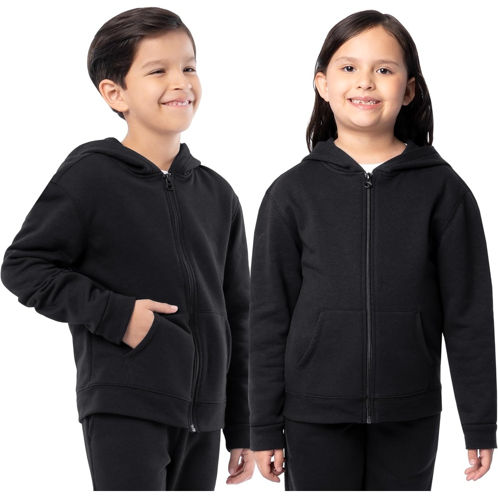 image:imageFruit of the Loom Kids Fleece Full Zip Hoodie SweatshirtBlack