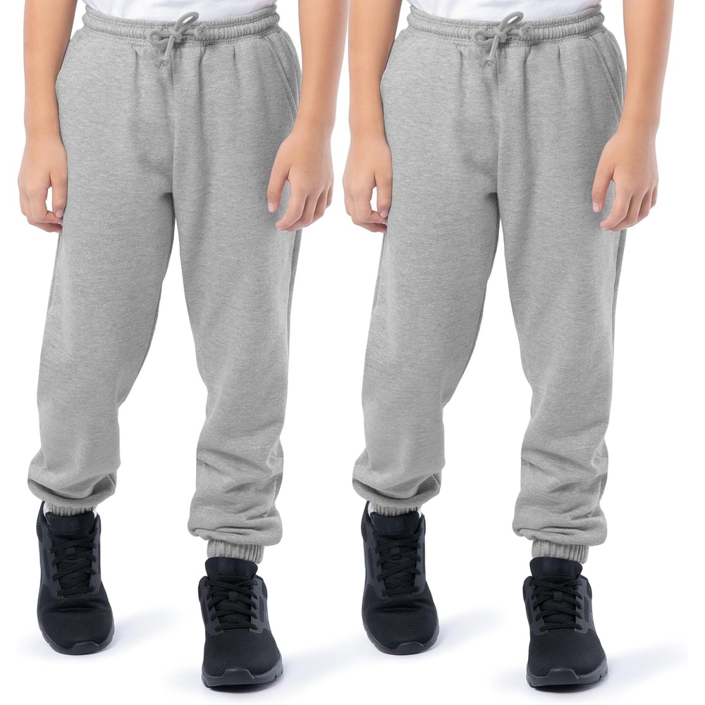 image:imageFruit of the Loom Kids Fleece Jogger Sweatpant 2 PackHeather GreyHeather Grey
