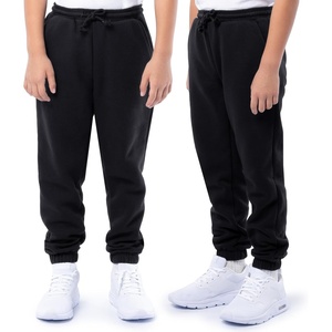 Fruit of the Loom Kids’ Fleece Jogger Sweatpant, 2 Pack(Black/Black)