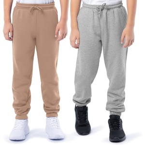 Fruit of the Loom Kids’ Fleece Jogger Sweatpant, 2 Pack(Heather Grey/Stucco)