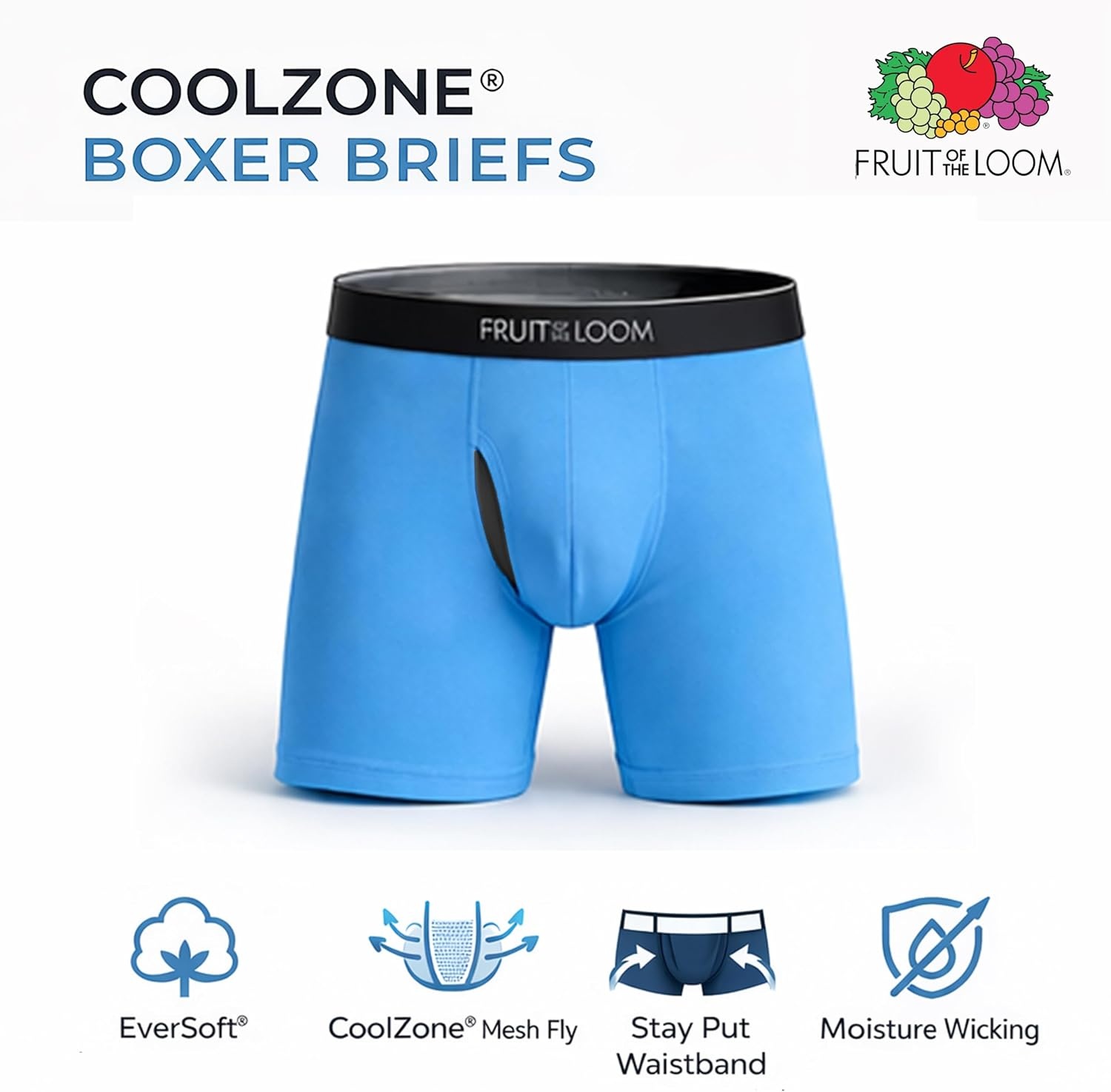 image:imageFruit of the Loom Mens Coolzone Boxer Briefs Moisture Wicking amp Breathable6 Pack Assorted StripeSolid