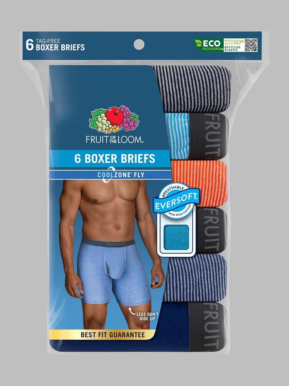 image:imageFruit of the Loom Mens Coolzone Boxer Briefs Moisture Wicking amp Breathable6 Pack StripeSolid