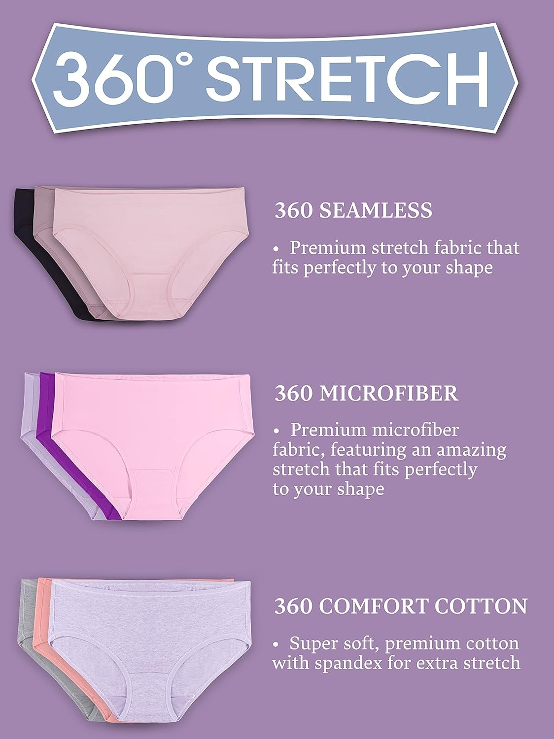 image:imageFruit of the Loom Womens No Show Seamless Underwear Amazing Stretch amp No Panty Lines Smooth Under ClothesBrief 6 Pack Colors May Vary