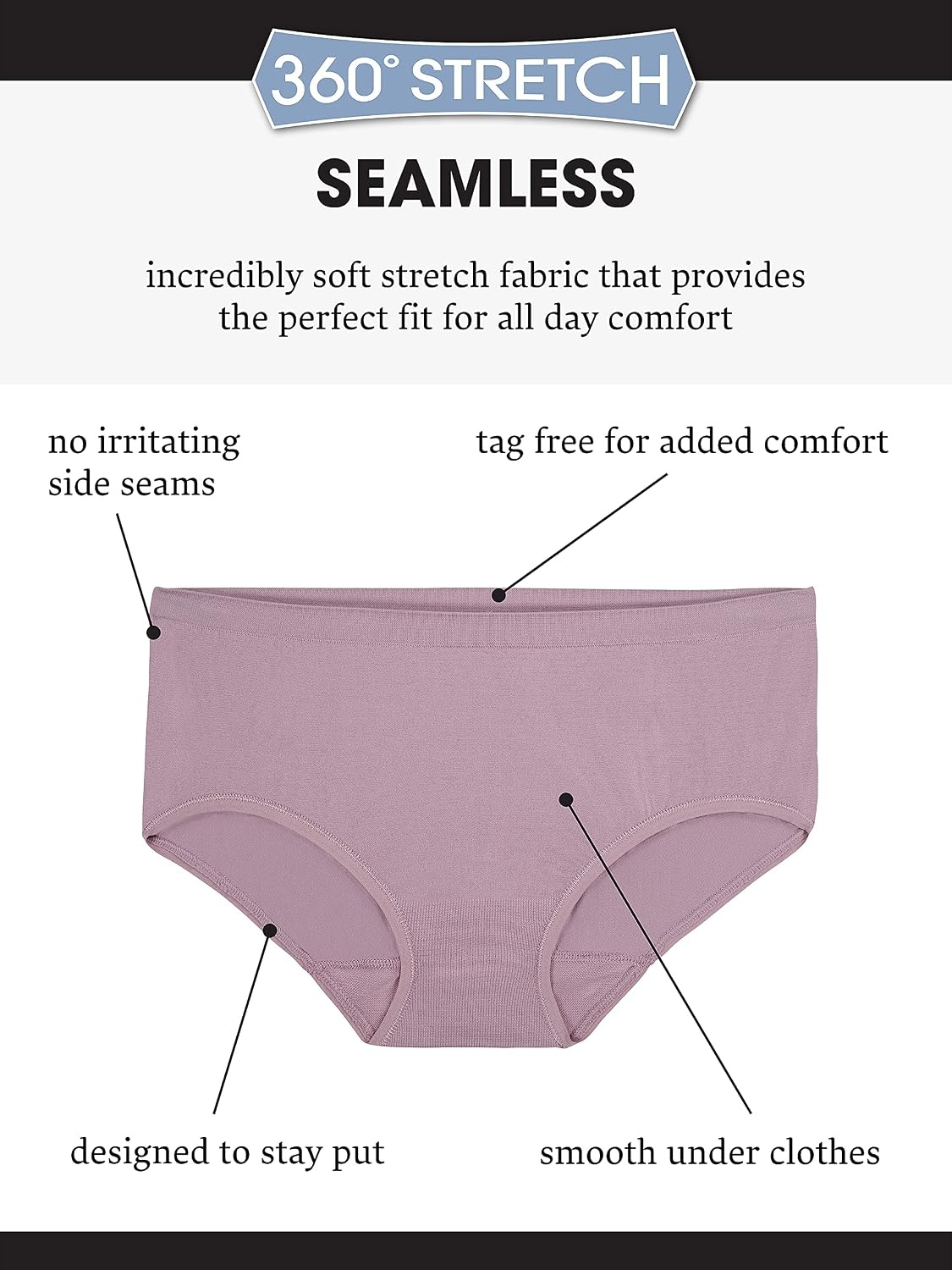 image:imageFruit of the Loom Womens No Show Seamless Underwear Amazing Stretch amp No Panty Lines Smooth Under ClothesBrief 6 Pack Colors May Vary