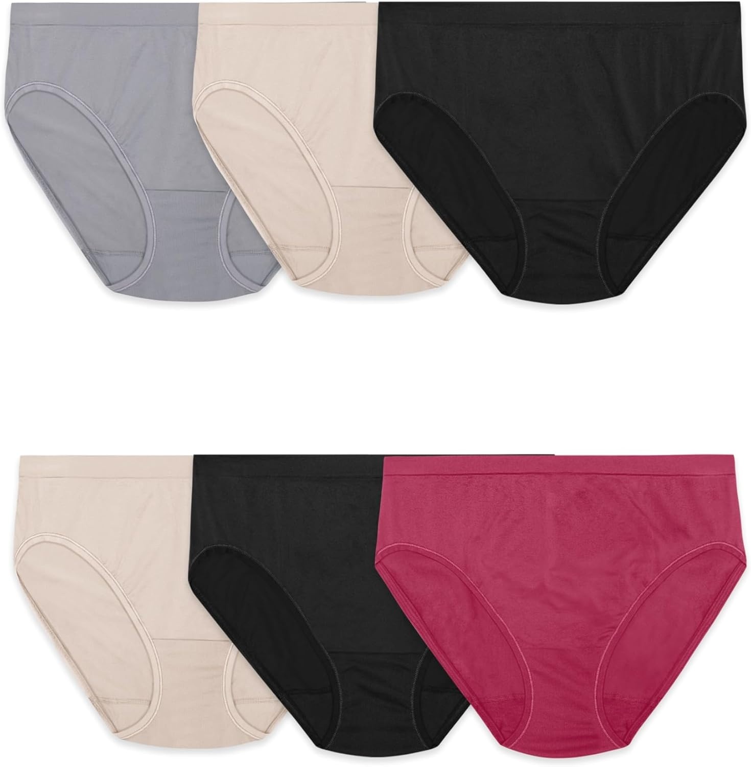image:imageFruit of the Loom Womens No Show Seamless Underwear Amazing Stretch amp No Panty Lines Smooth Under ClothesHi Cut 6 Pack Colors May Vary