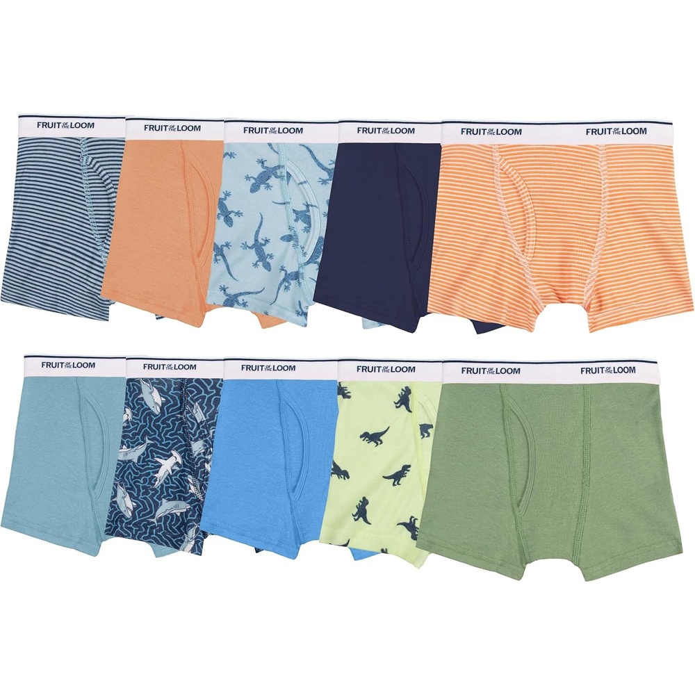 image:imageFruit of the Loom Boys and Toddler Boxer Briefs Tag Free Underwear10 Pack  DinoSharks