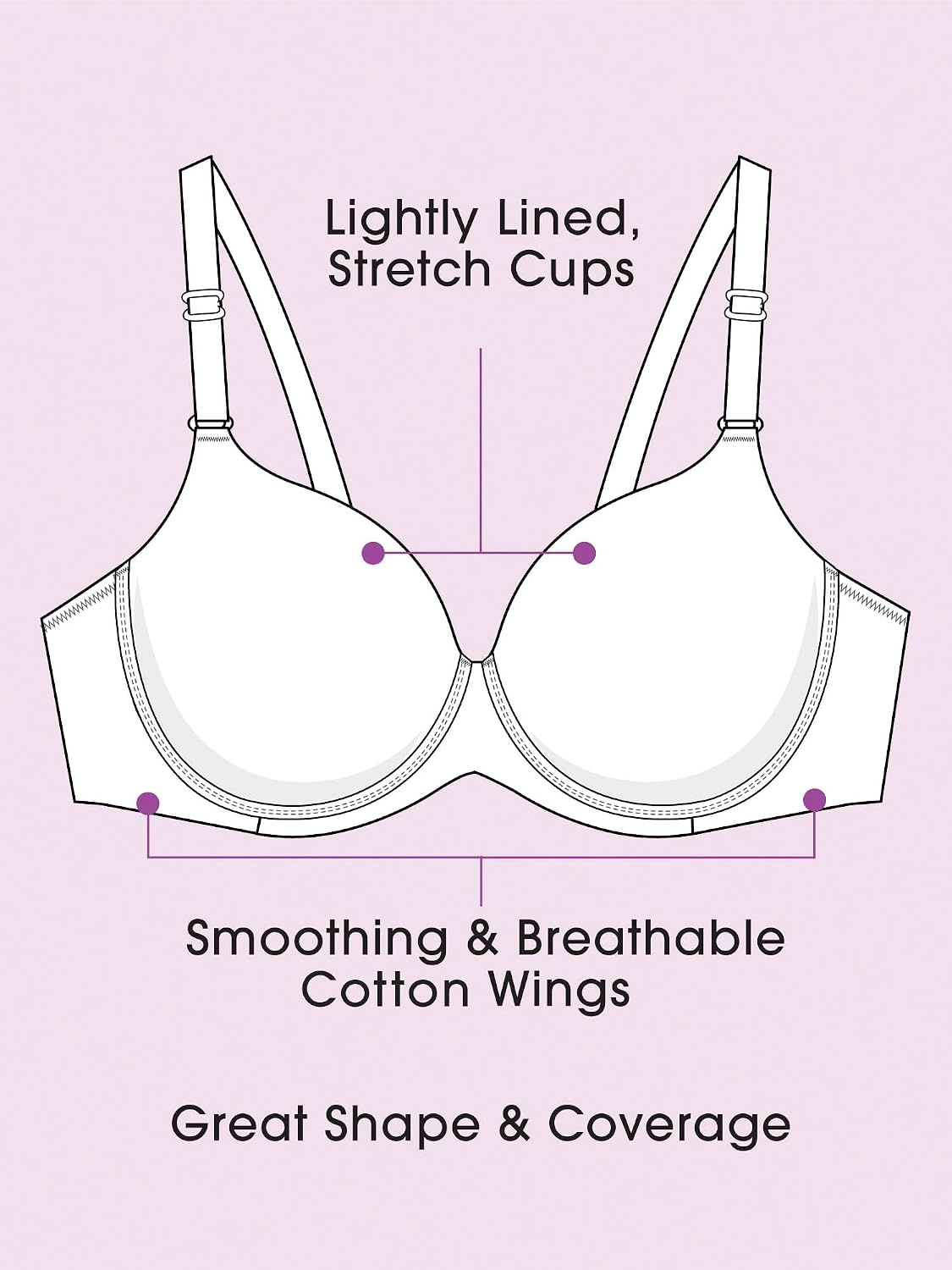 image:imageFruit of The Loom Womens Fit for Me Collection Plus Size Cotton TShirt Bra Comfort amp Style for Every BodyDesert Dusk