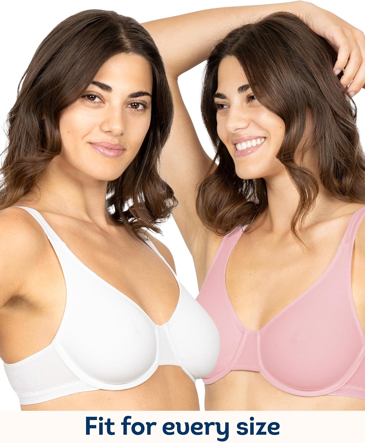 image:imageFruit of the Loom Womens Cotton Stretch Unlined Underwire Bra MultipackBittersweet Pink White86ck