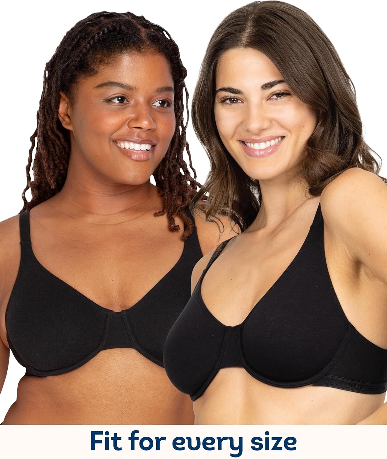 image:imageFruit of the Loom Womens Cotton Stretch Unlined Underwire Bra MultipackBlack HueBlack Hue