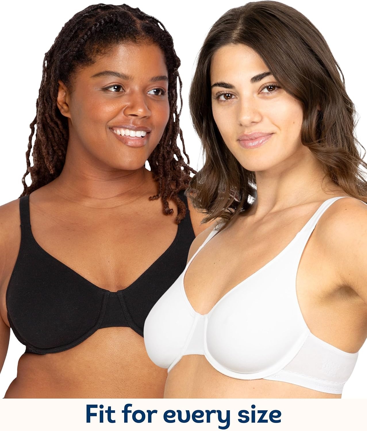 image:imageFruit of the Loom Womens Cotton Stretch Unlined Underwire Bra MultipackBlack HueWhite 86ck
