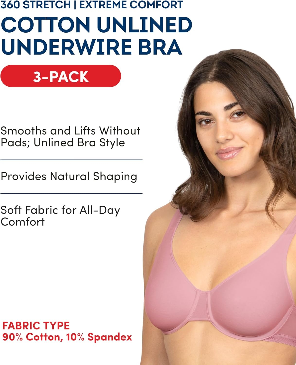 image:imageFruit of the Loom Womens Cotton Stretch Unlined Underwire Bra MultipackDancing RosebudsLilasGrey