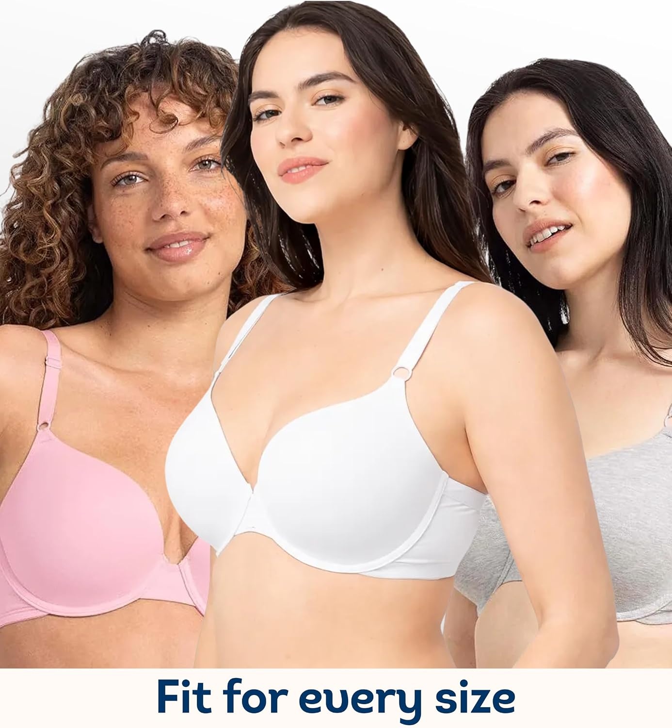 image:imageFruit of the Loom Womens Cotton TShirt Bra Underwire MultipackBlushing RoseWhiteGrey Heather