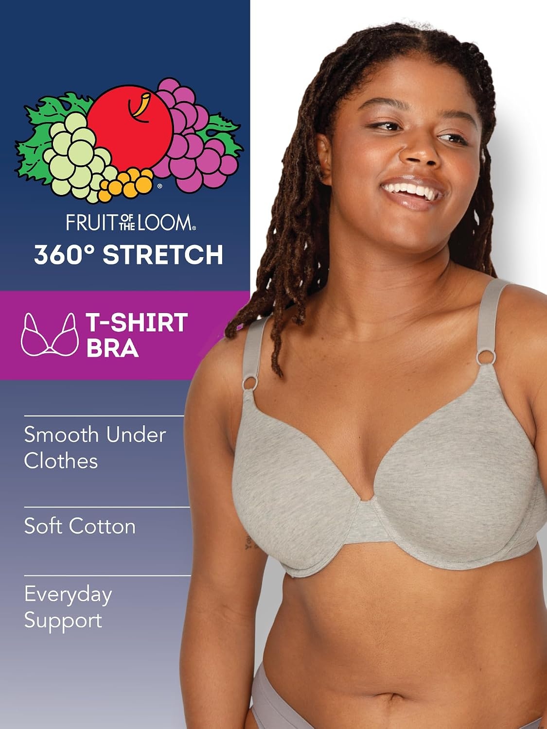 image:imageFruit of the Loom Womens Cotton TShirt Bra Underwire MultipackDesert DuskGrey HeatherOlive