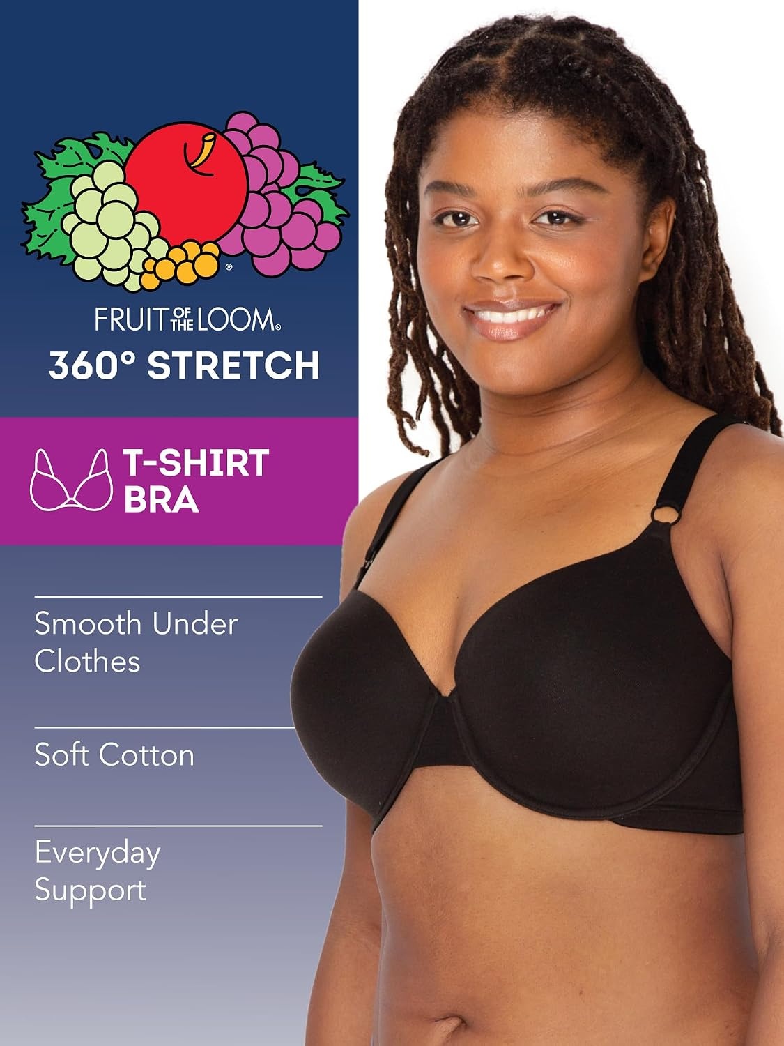 image:imageFruit of the Loom Womens Cotton TShirt Bra Underwire MultipackSand Black Hue