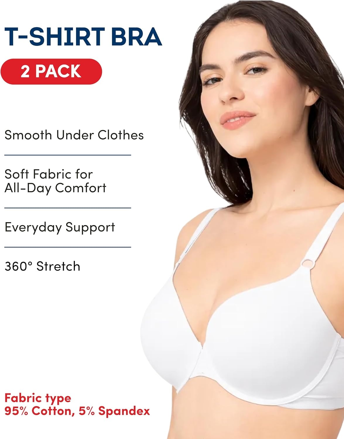 image:imageFruit of the Loom Womens Cotton TShirt Bra Underwire MultipackWhiteBlack Hue