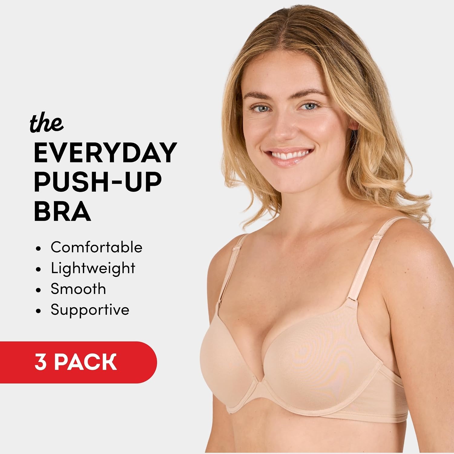 image:imageFruit of the Loom Womens Everyday Cotton Pushup BraBlackSandWhite