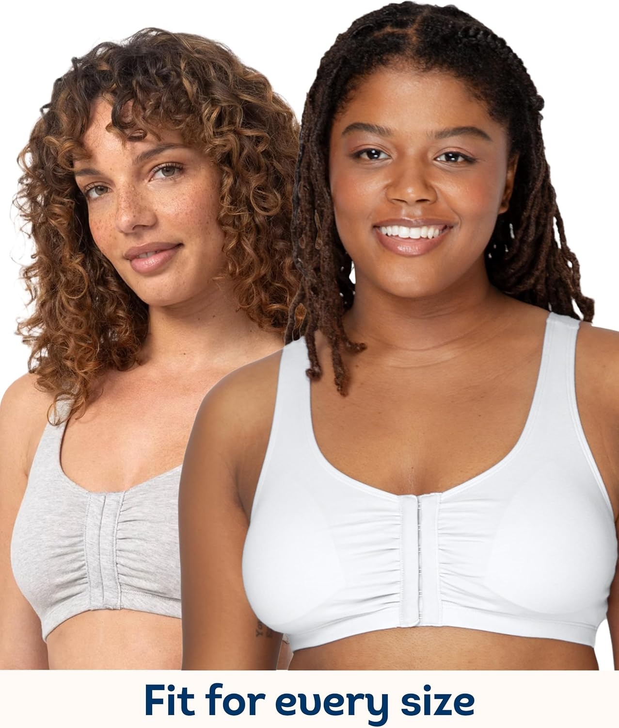 image:imageFruit of the Loom Womens FrontClose Sports Bra MultiPackHeather GreyWhite