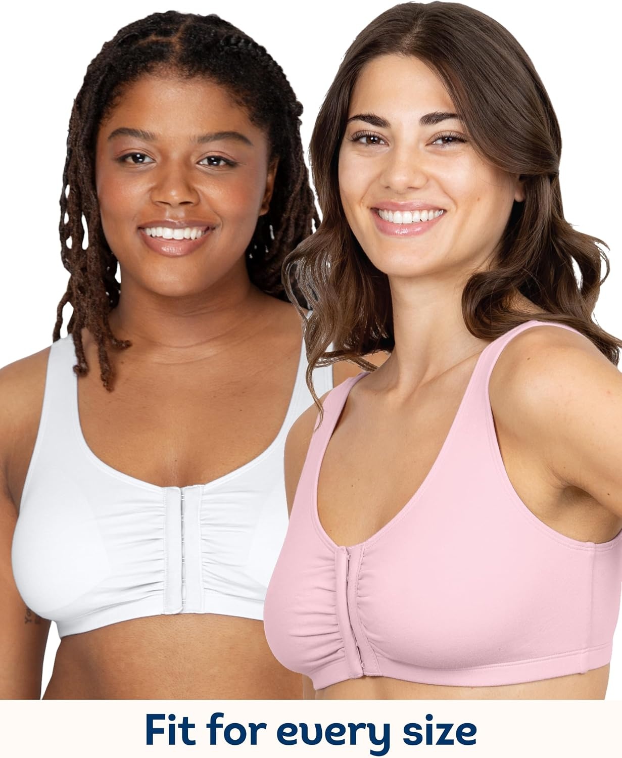 image:imageFruit of the Loom Womens FrontClose Sports Bra MultiPackWhiteBlushing Rose