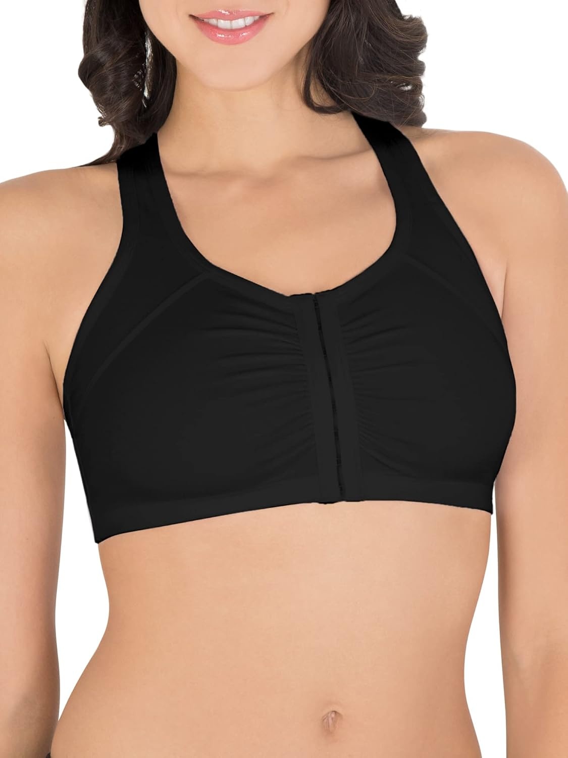 image:imageFruit of the Loom Womens MultiPack Front Close Sports BraBlack HueWhite