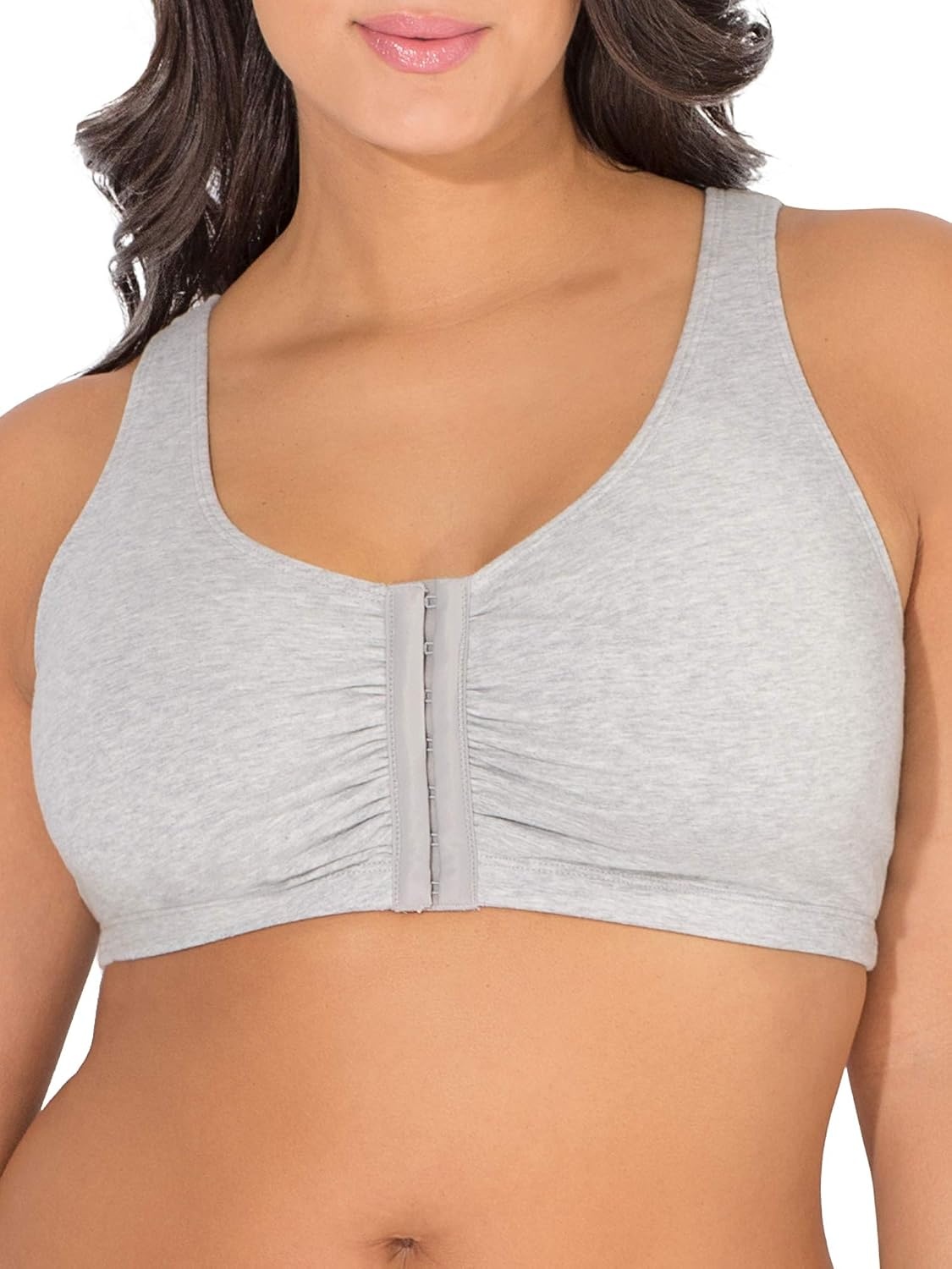 image:imageFruit of the Loom Womens MultiPack Front Close Sports BraBlushing RoseGrey HeatherWhite