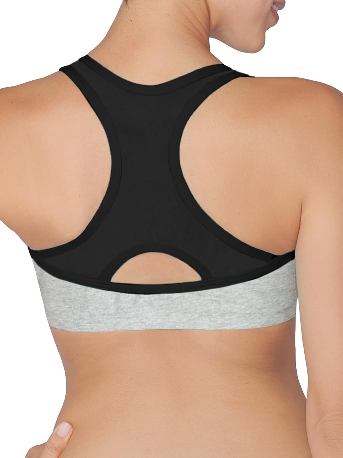 image:imageFruit of the Loom Womens MultiPack Front Close Sports BraWhite With GreyBlack With Grey