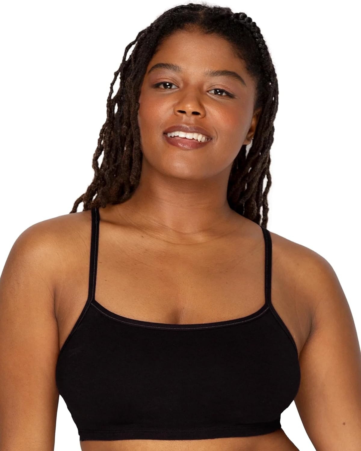 image:imageFruit of the Loom Womens Spaghetti Strap Cotton Cami Sports Bra MultipackBlackWhiteWhiteHeather Grey