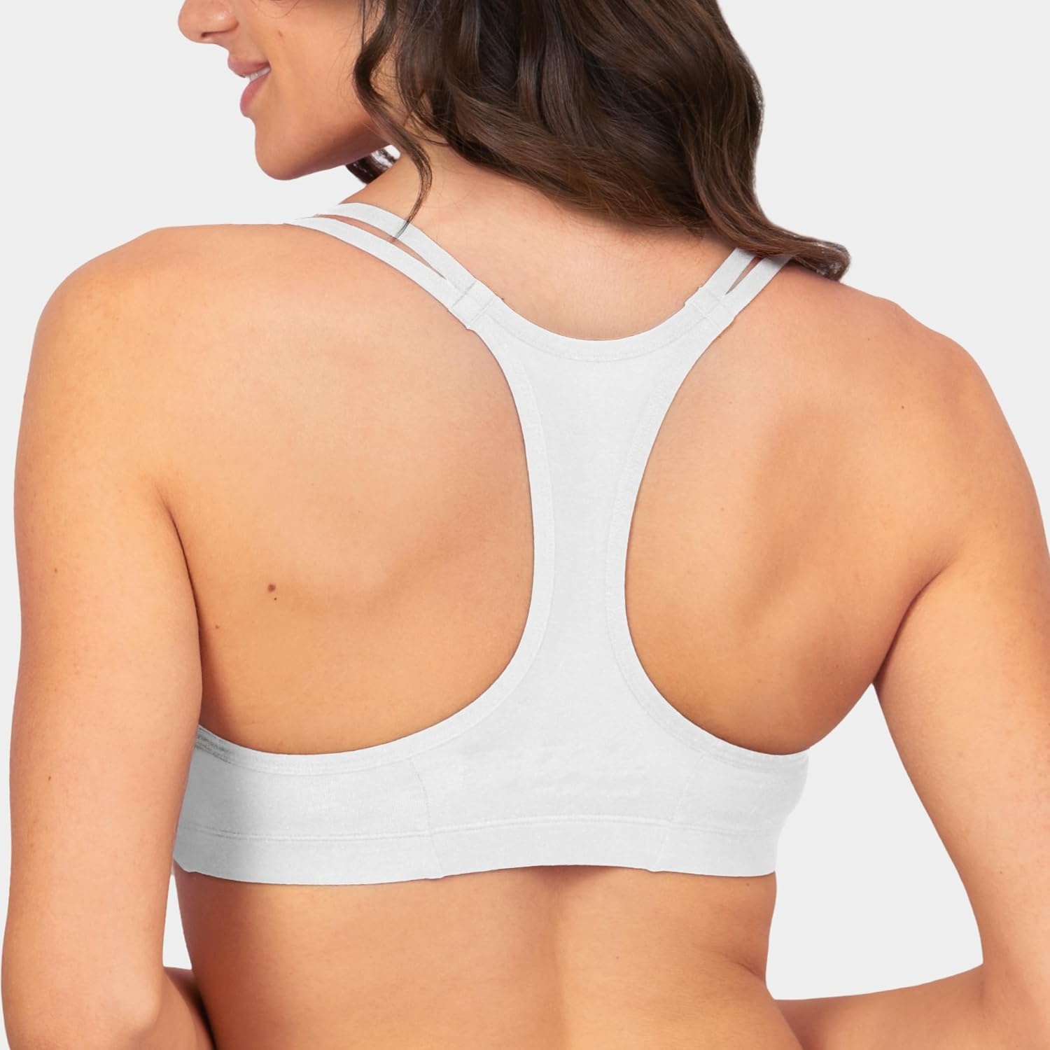 image:imageFruit of the Loom Womens Spaghetti Strap Cotton Cami Sports Bra MultipackCamoWhiteBlackBlushGrey StripeWhite