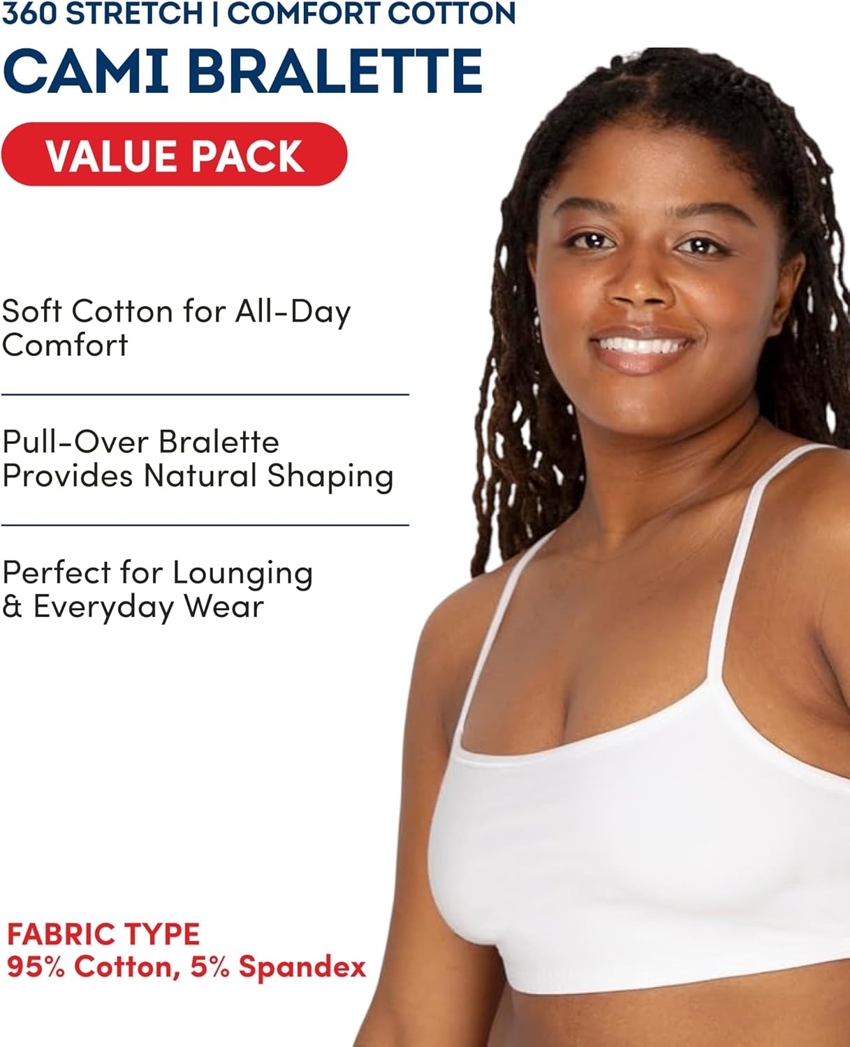 image:imageFruit of the Loom Womens Spaghetti Strap Cotton Cami Sports Bra MultipackHeather GreyWhiteWhiteBlue Heather