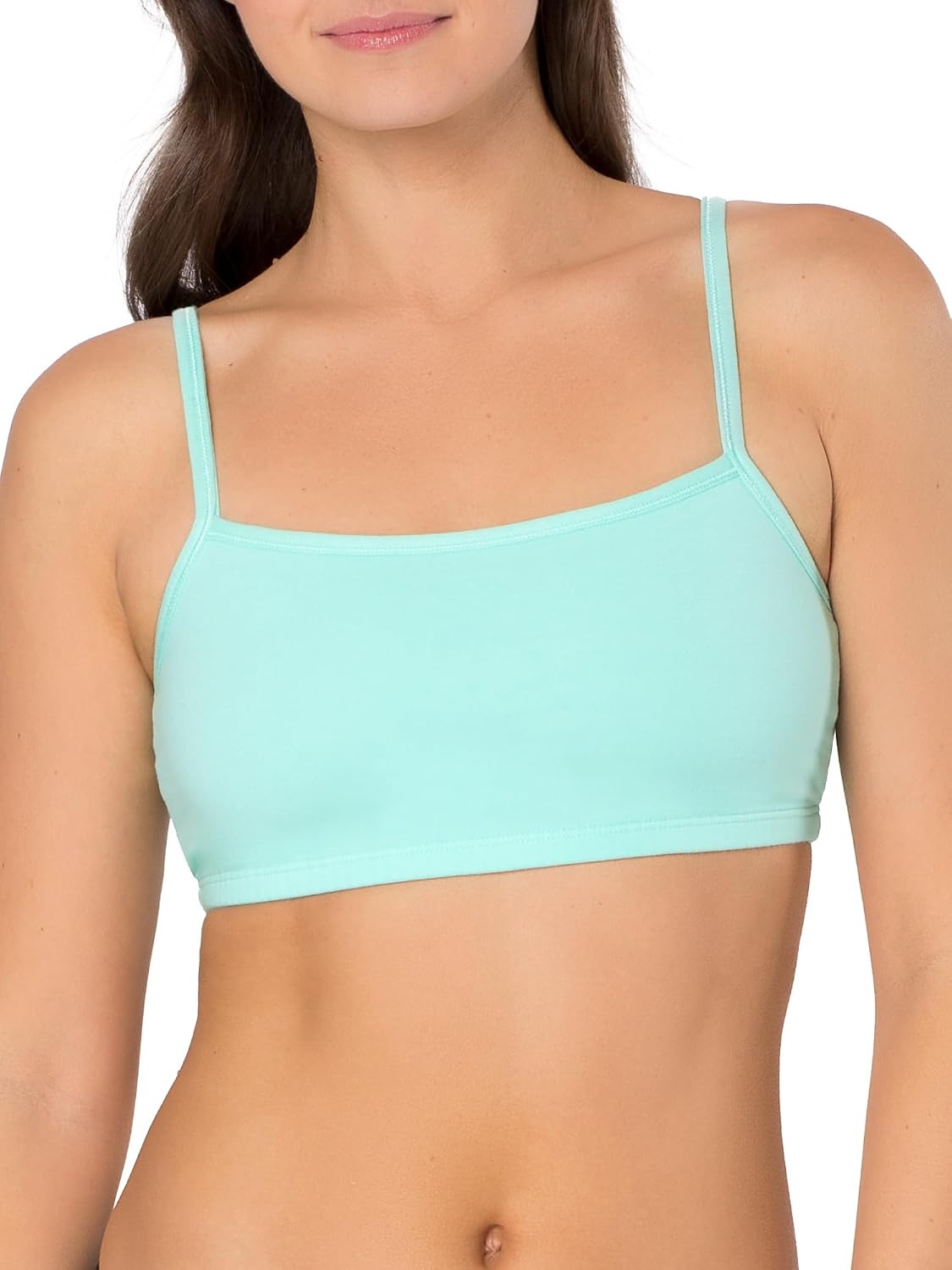 image:imageFruit of the Loom Womens Spaghetti Strap Cotton Cami Sports Bra MultipackMint ChipWhiteGrey Heather