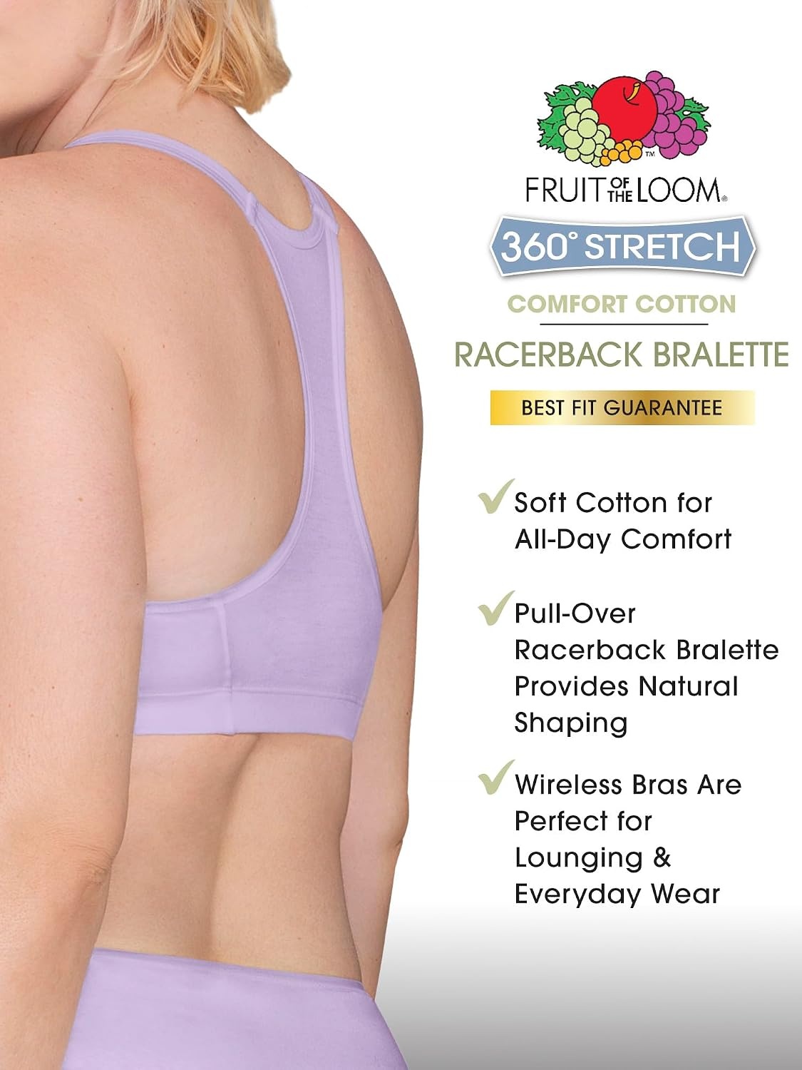 image:imageFruit of the Loom Womens Spaghetti Strap Cotton Cami Sports Bra MultipackPurple VelvetHeather GreyLilac
