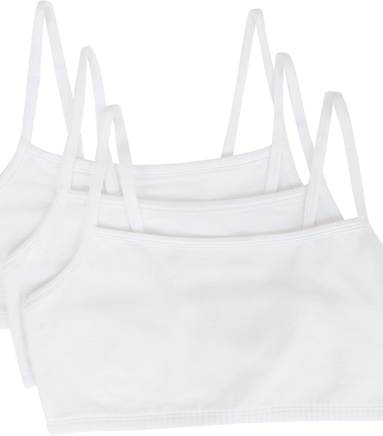 image:imageFruit of the Loom Womens Spaghetti Strap Cotton Cami Sports Bra MultipackWhiteWhiteWhite