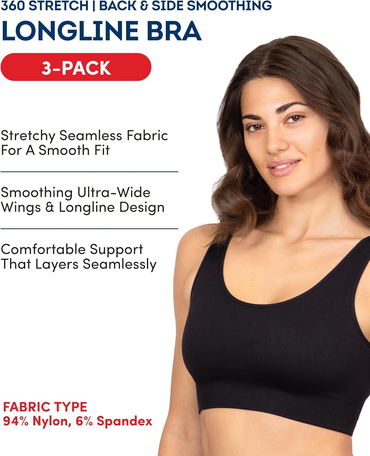image:imageFruit of the Loom Womens Wireless Cotton Sports Bra MultipackBlack WhiteHeather Grey
