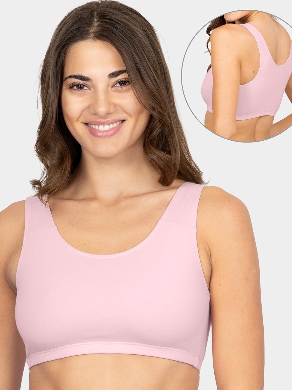 image:imageFruit of the Loom Womens Wireless Cotton Sports Bra MultipackBlushing Rose Black White