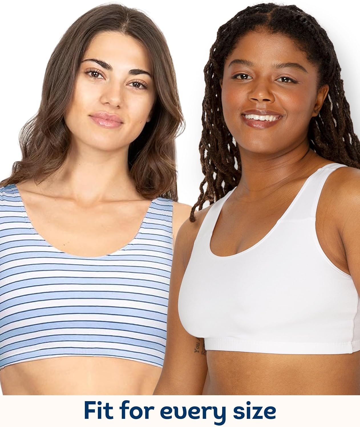 image:imageFruit of the Loom Womens Wireless Cotton Sports Bra MultipackCottage StripesSkipper BlueGrey HeatherWhite